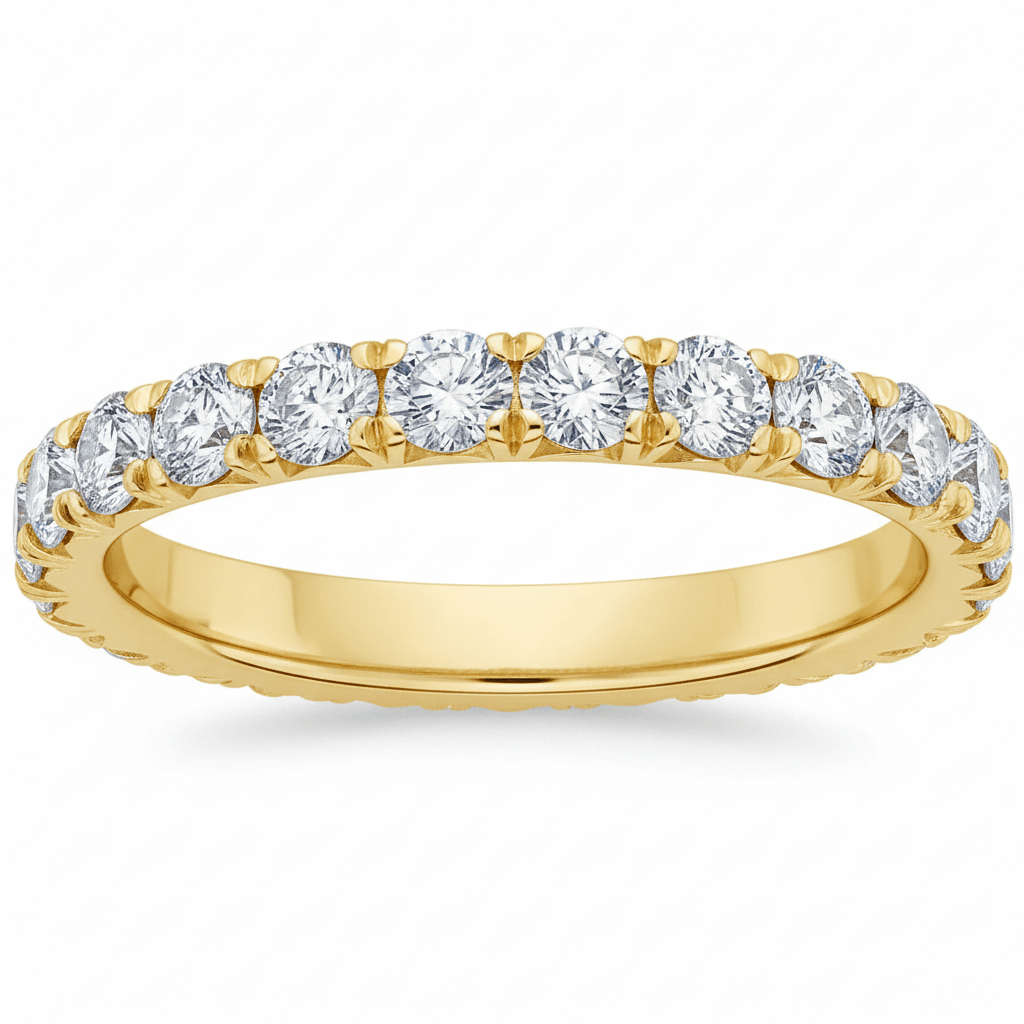 10K Solid Gold 1.8MM Moissanite Eternity Ring – D - Color IF–VVS1 Brilliance