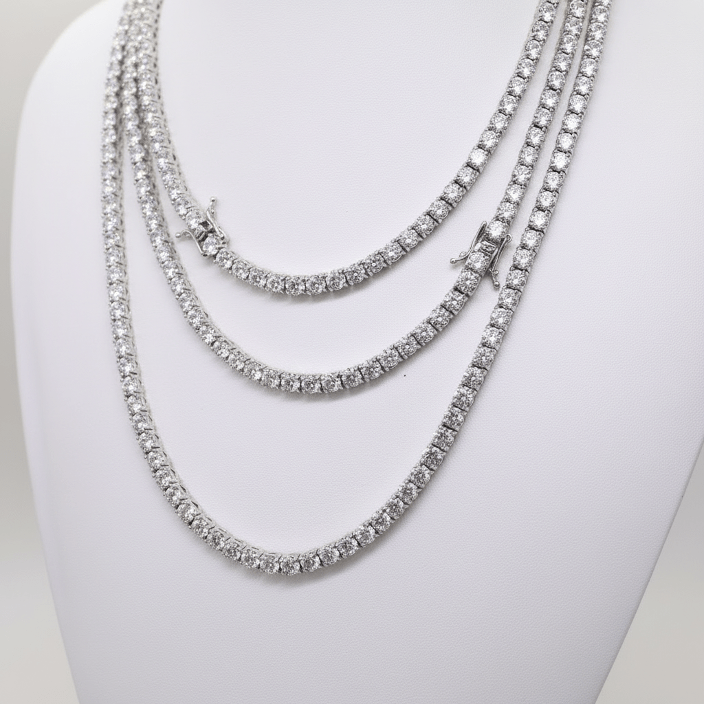 10K Solid Gold 4MM Moissanite Tennis Chain – D - Color IF–VVS1 Brilliance