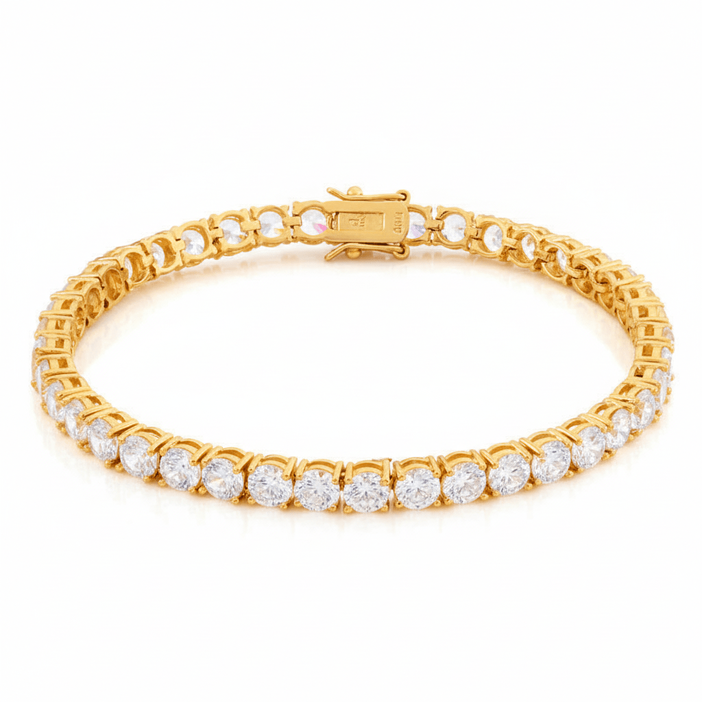 10K Solid Gold 5MM Moissanite Tennis Bracelet – 16ct D - Color IF–VVS1 Brilliance