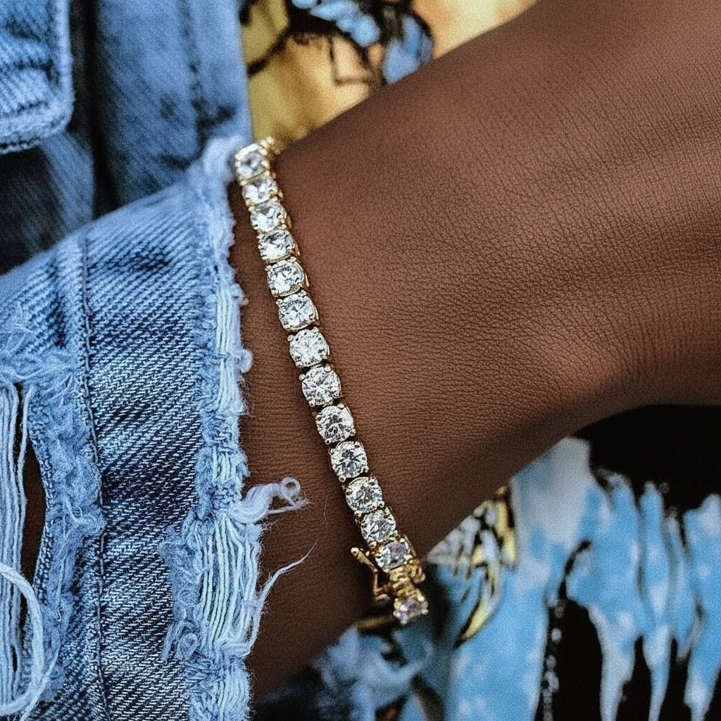 10K Solid Gold 5MM Moissanite Tennis Bracelet – 16ct D - Color IF–VVS1 Brilliance