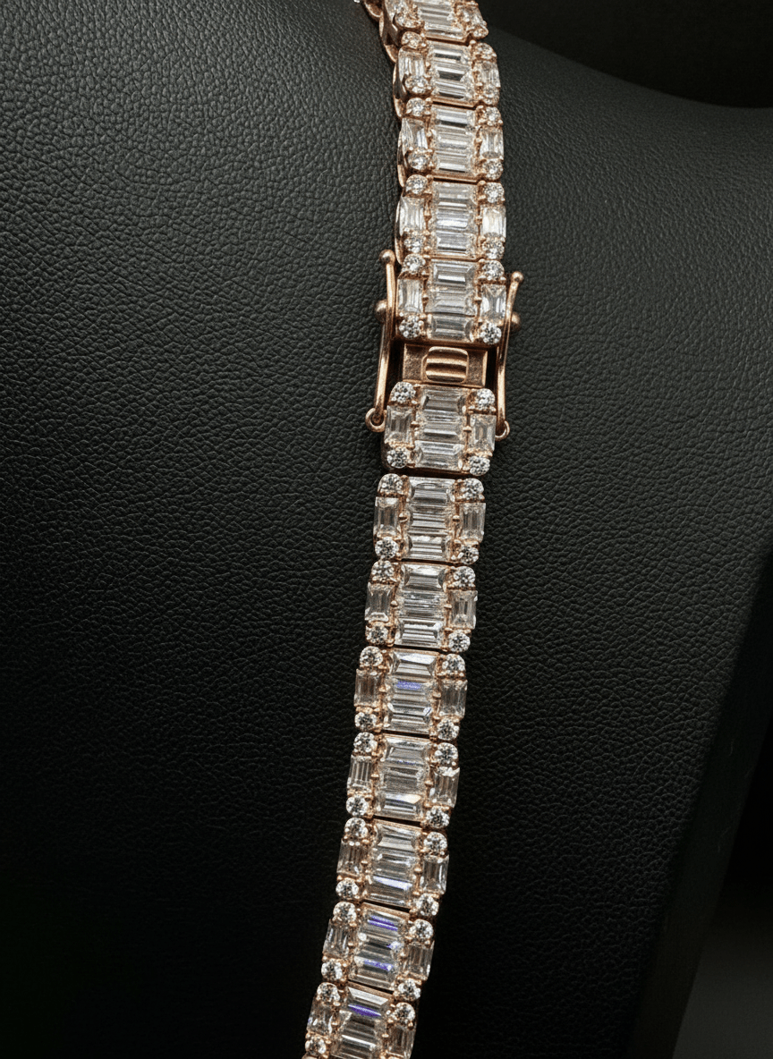 10MM Baguette Moissanite Tennis Chain (Version 2) – Dual - Cut D - Color Brilliance