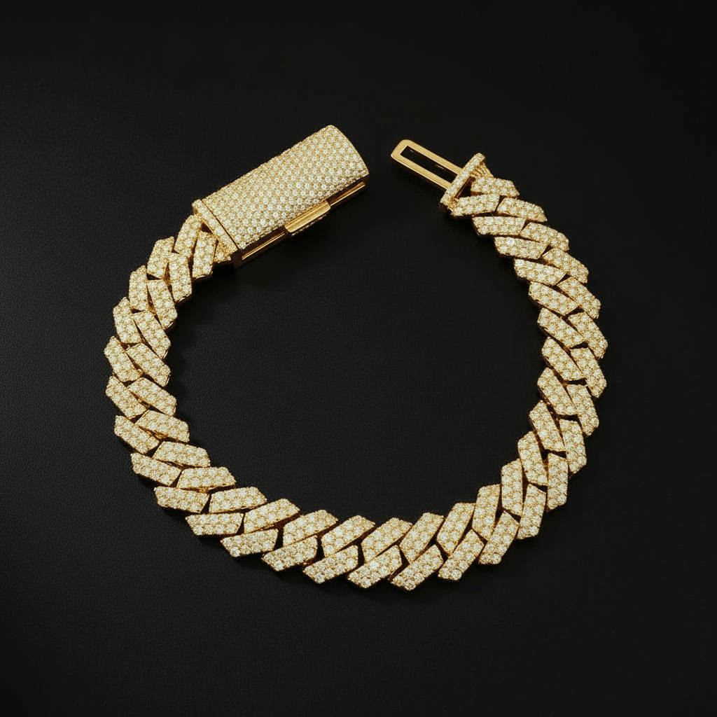 10mm Moissanite Prong Link Cuban Bracelet (STOCK)