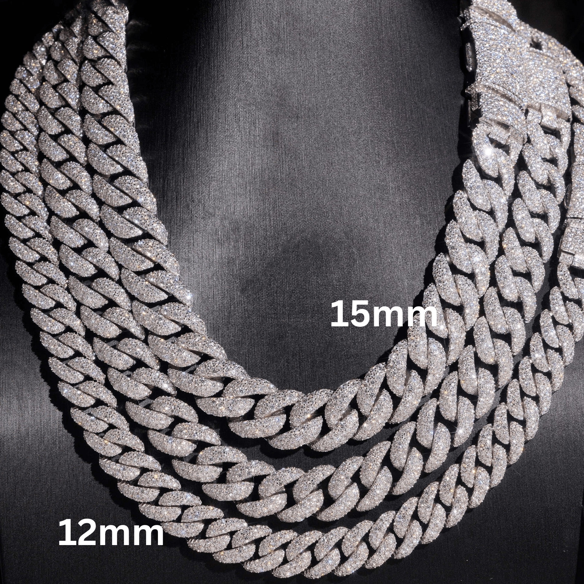 12mm Mosaic Set Moissanite Cuban Chain