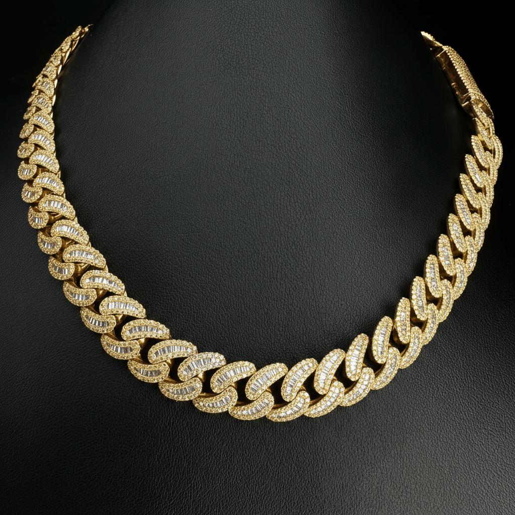 15MM Baguette Moissanite Cuban Chain