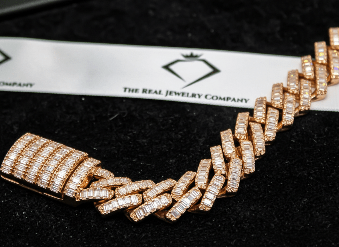 15MM Emerald Cut Moissanite Cuban Bracelet – D - Color IF–VVS1 Brilliance