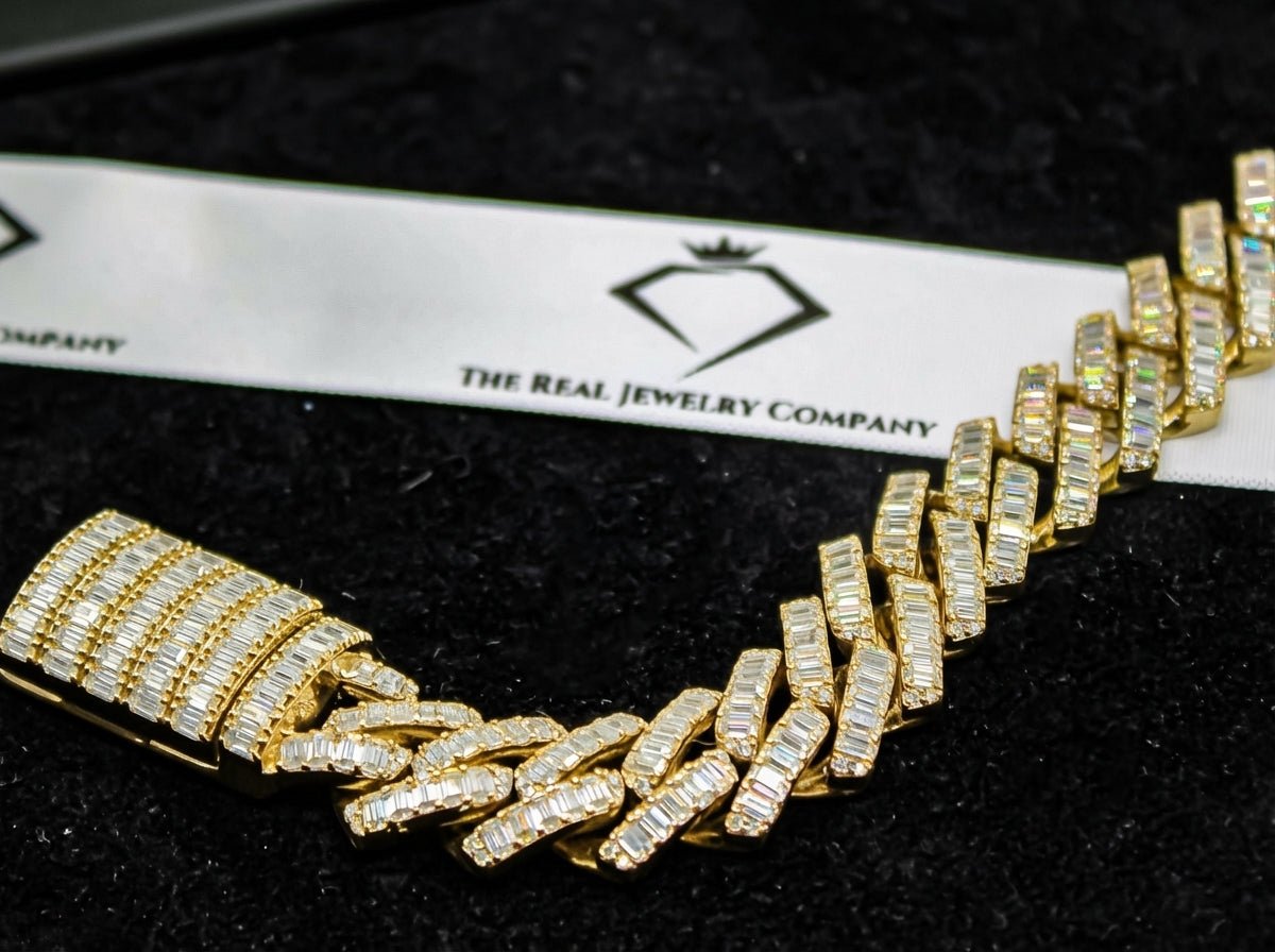 15MM Emerald Cut Moissanite Cuban Bracelet – D - Color IF–VVS1 Brilliance