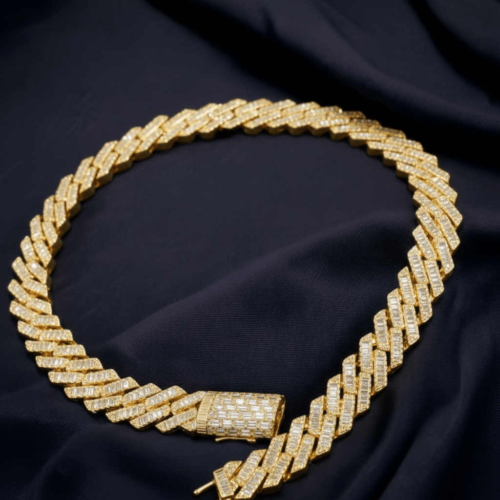 15MM Full Emerald Cut Moissanite Cuban Chain – Solid 925 Silver | Luxury Iced - Out Brilliance