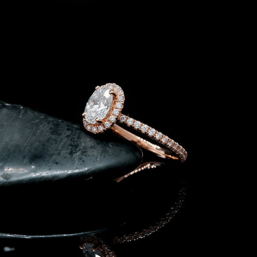 1CT Oval Cut Moissanite 10K Solid Gold Ring