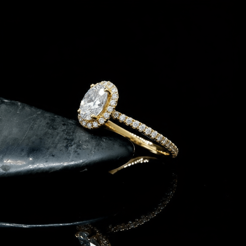 1CT Oval Cut Moissanite 10K Solid Gold Ring