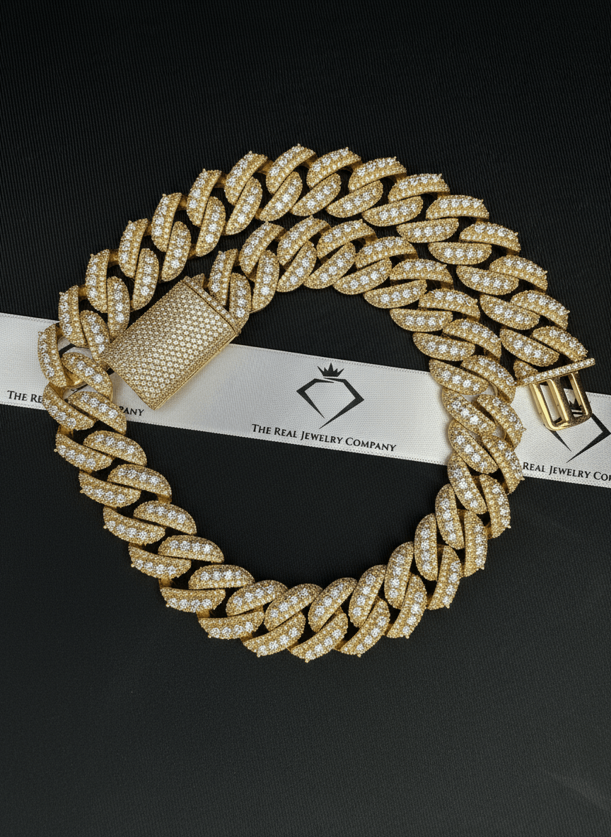 20MM Moissanite 3 - D Halo Cuban Chain