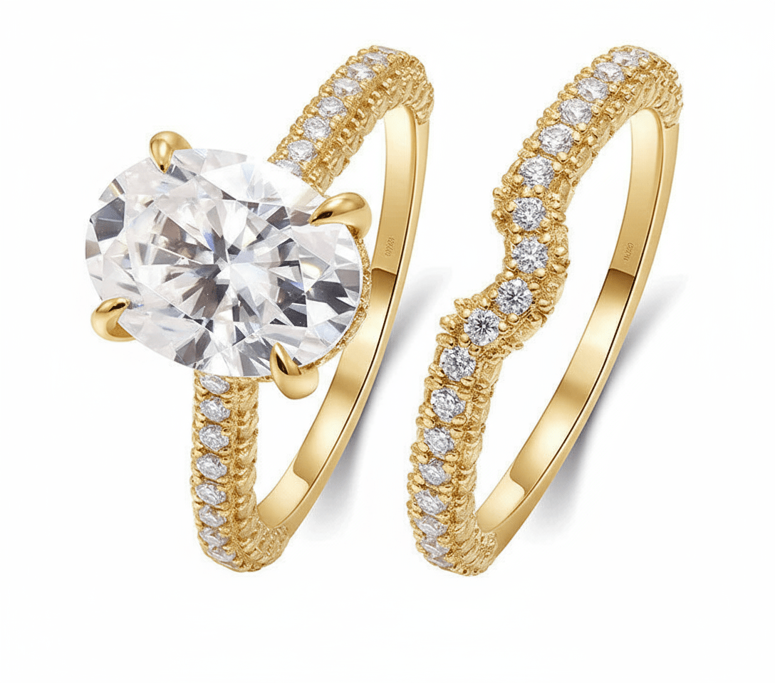 2.5CT Brilliant Oval Cut Moissanite Bridal Set