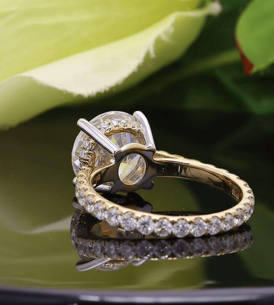 4CT Center Round Cut Brilliant Moissanite Solid 10K Gold Ring