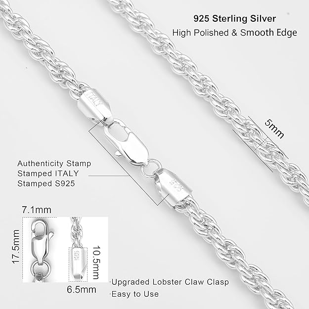 5mm Gold Over Silver Rope Chain — Diamond - Cut Shine