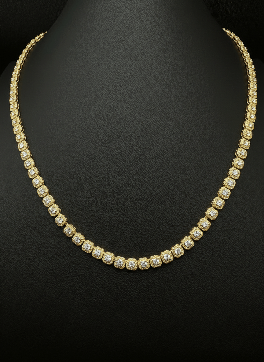 5MM Moissanite Cluster Tennis Chain – D - Color VVS Brilliance
