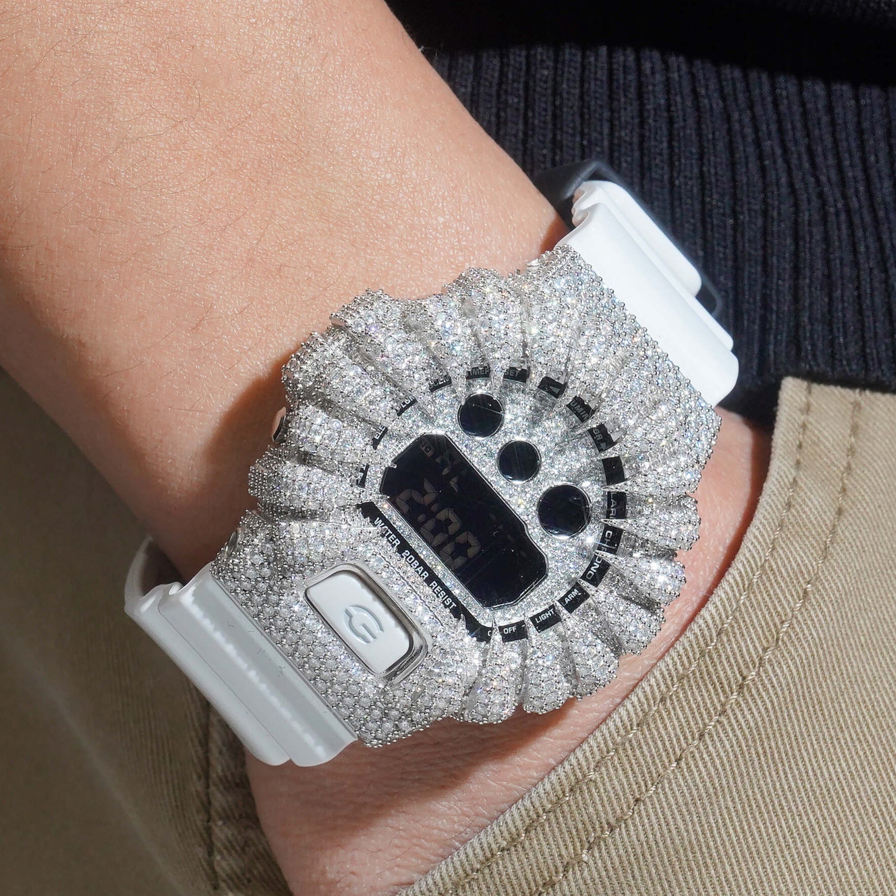 Iced Out G Shock Watch DW6900 Moissanite Diamond - Moissanite Watch from The Real Jewelry Company