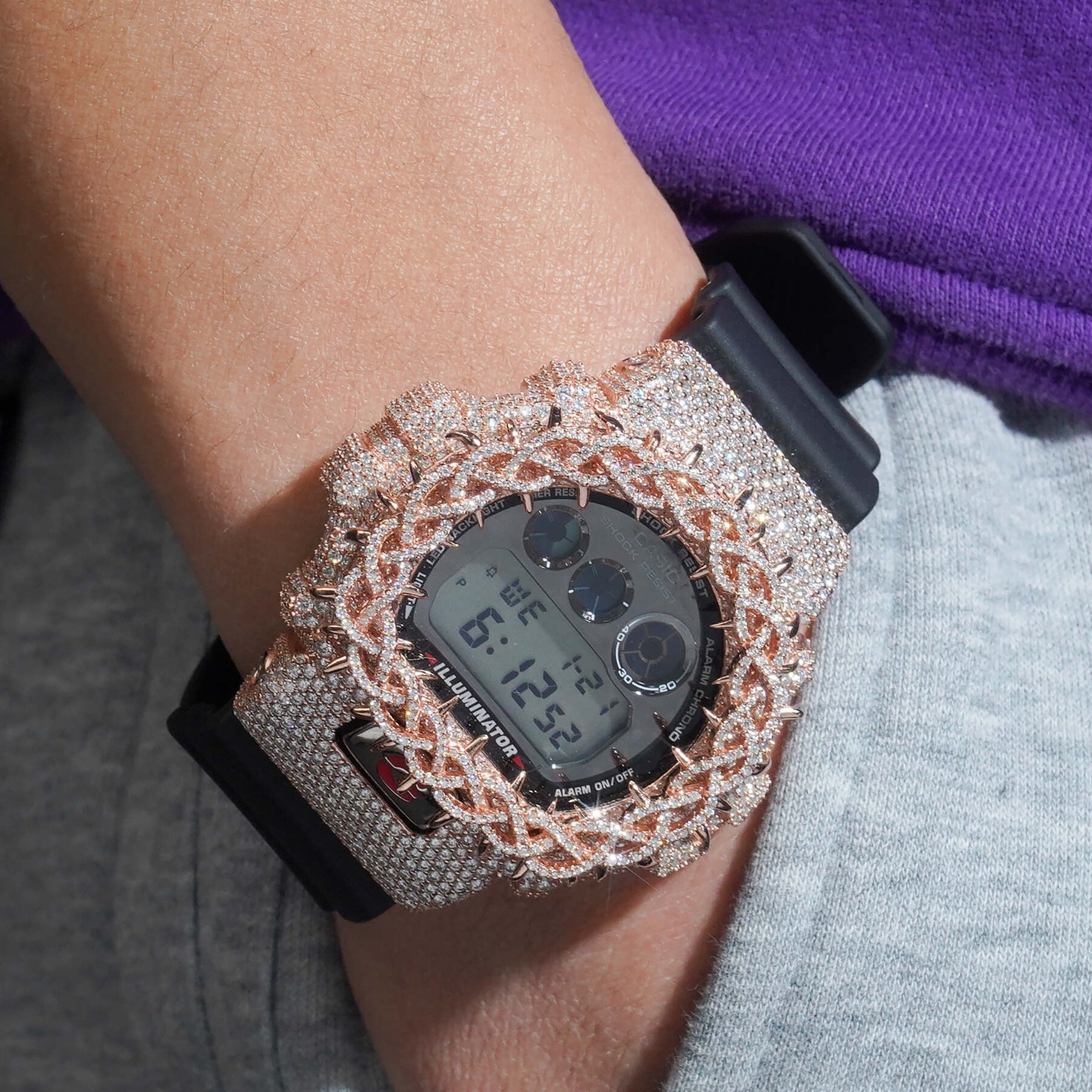 Throns Wire Link Moissanite Diamond Watch G SHOCK - Moissanite Watch from The Real Jewelry Company