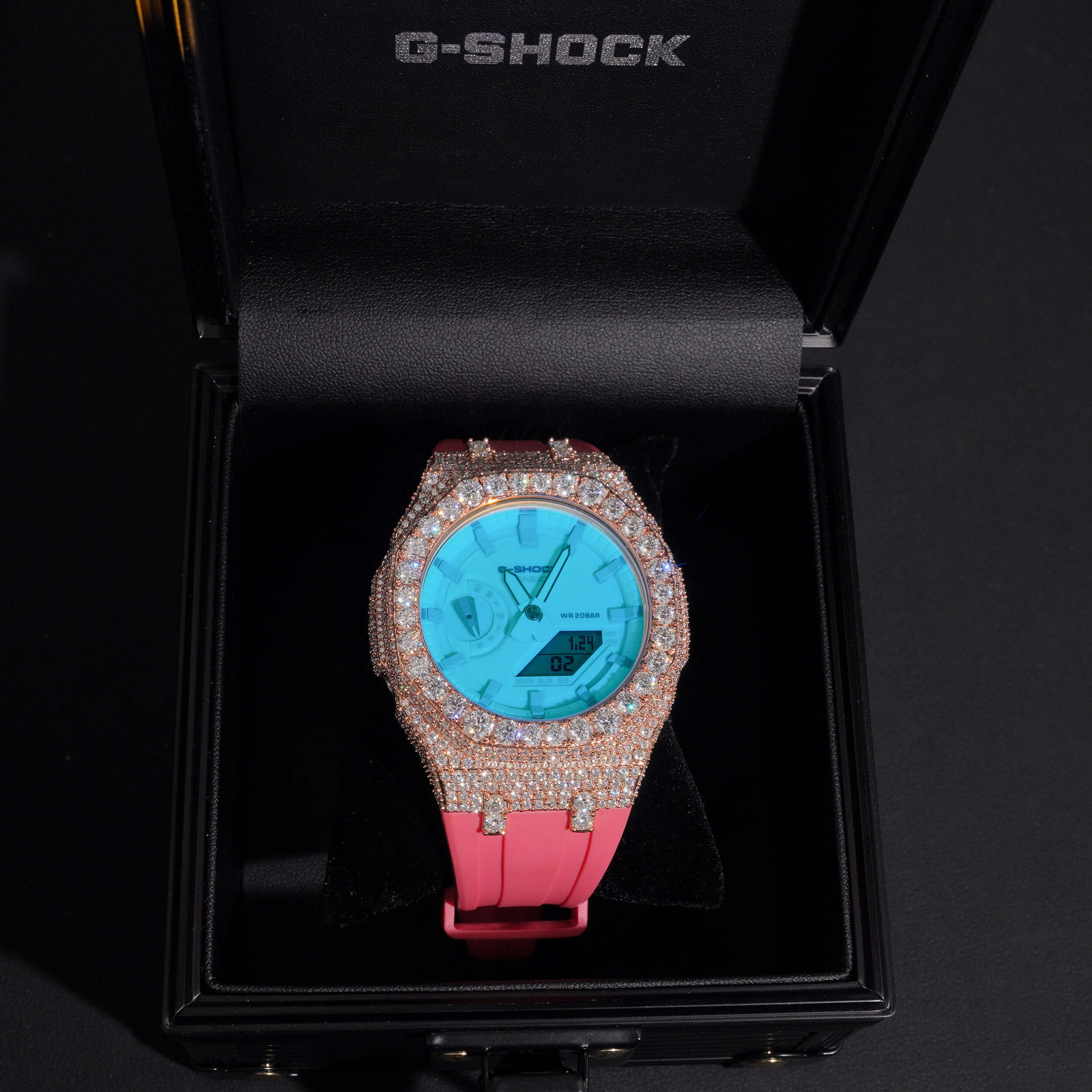 Buss Down Moissanite G Shock Watch GA2100 side view - The Real Jewelry Company