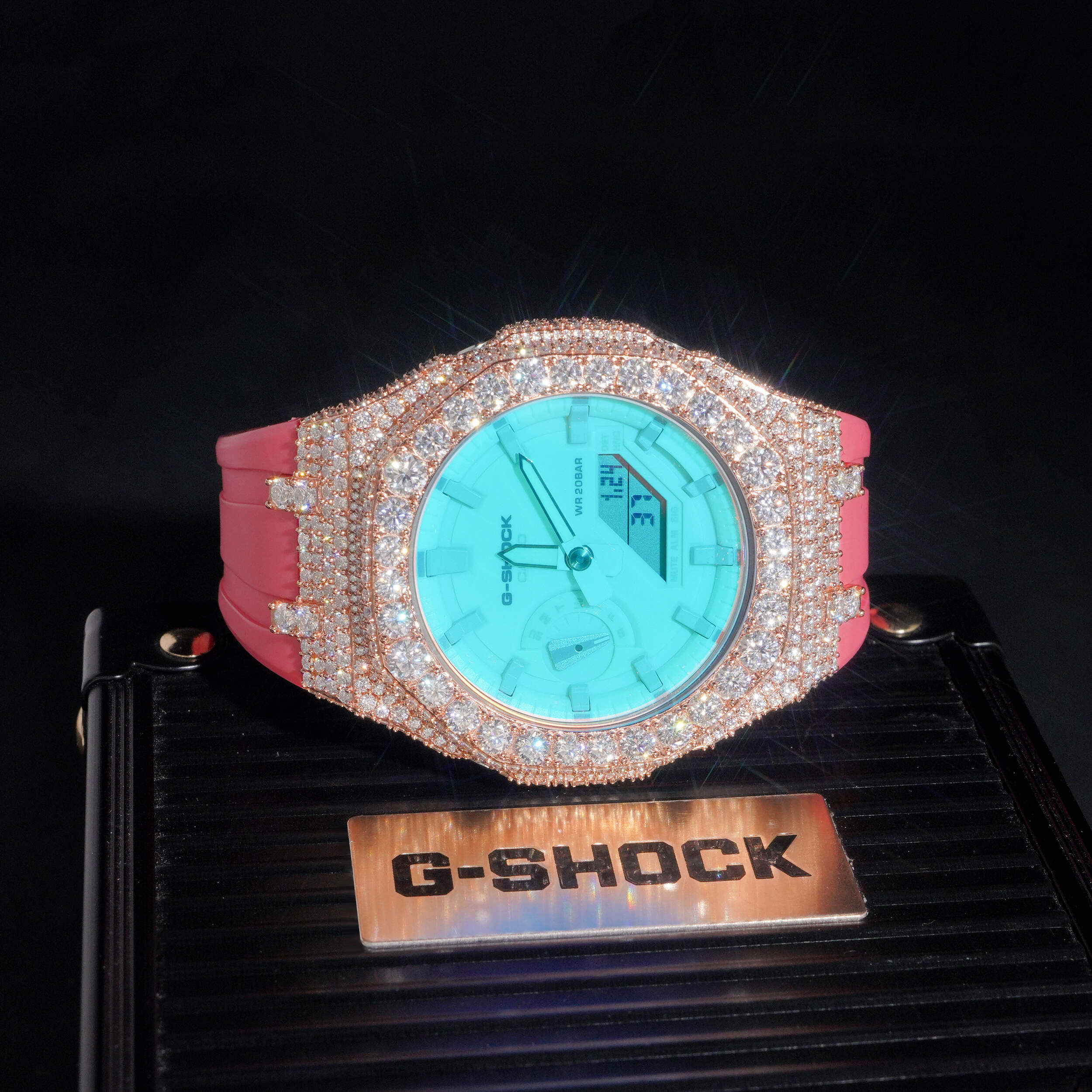 Buss Down Moissanite G Shock Watch GA2100 close-up - The Real Jewelry Company