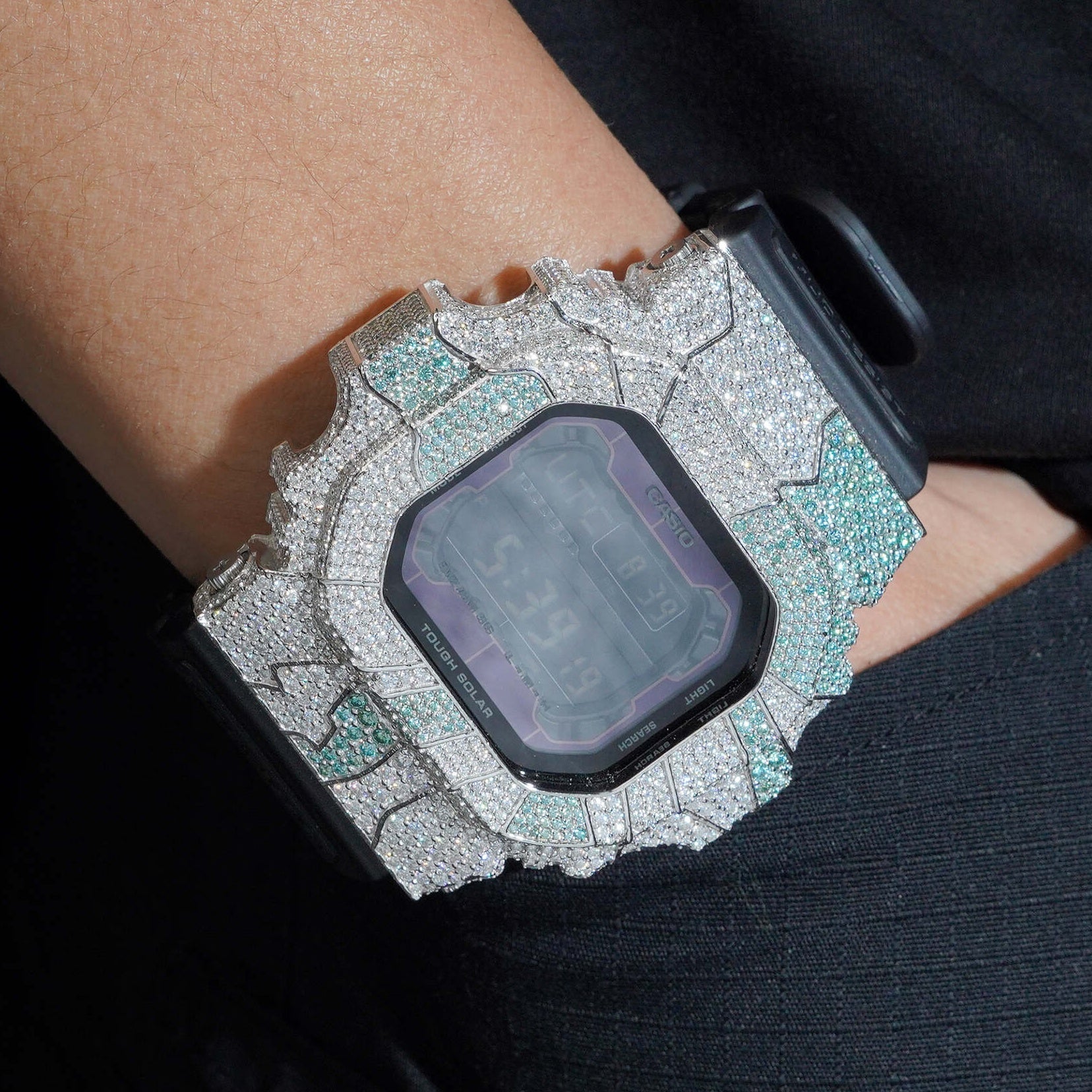 Casio GX56 Iced Out Moissanite Diamond Watch For Men Camo Style - Moissanite Watch from The Real Jewelry Company