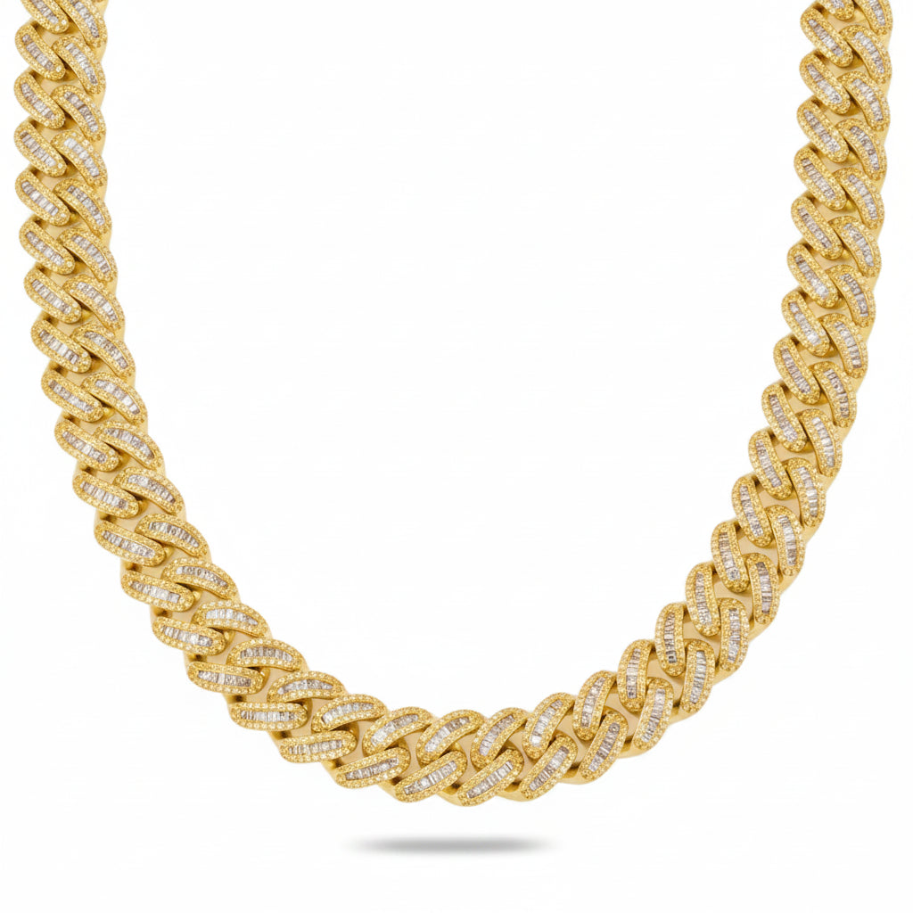 14MM Baguette Moissanite Cuban Chain