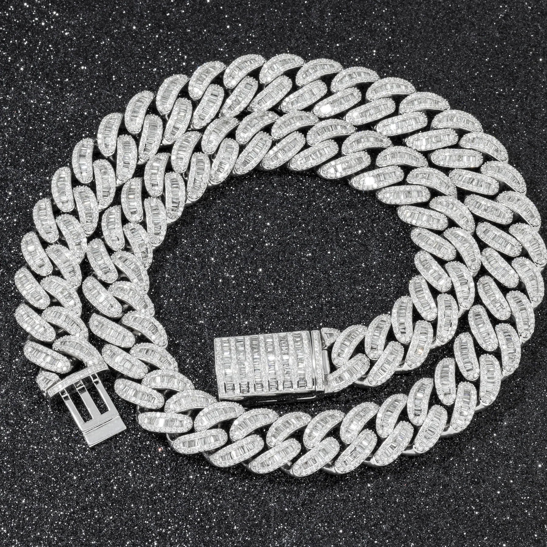 14MM Baguette Moissanite Cuban Chain