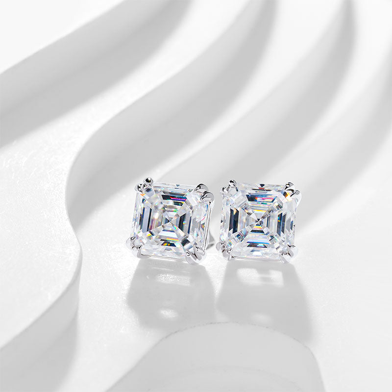 Asscher Cut Moissanite Earrings