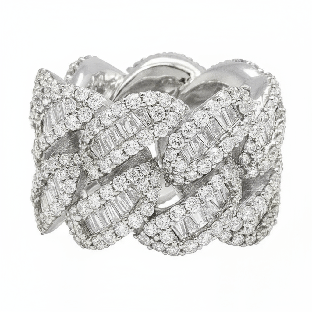 Baguette Moissanite Cuban Ring