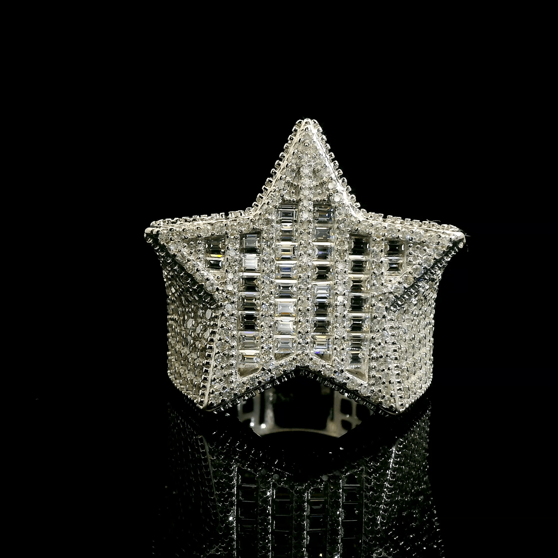 Baguette Moissanite Star Ring