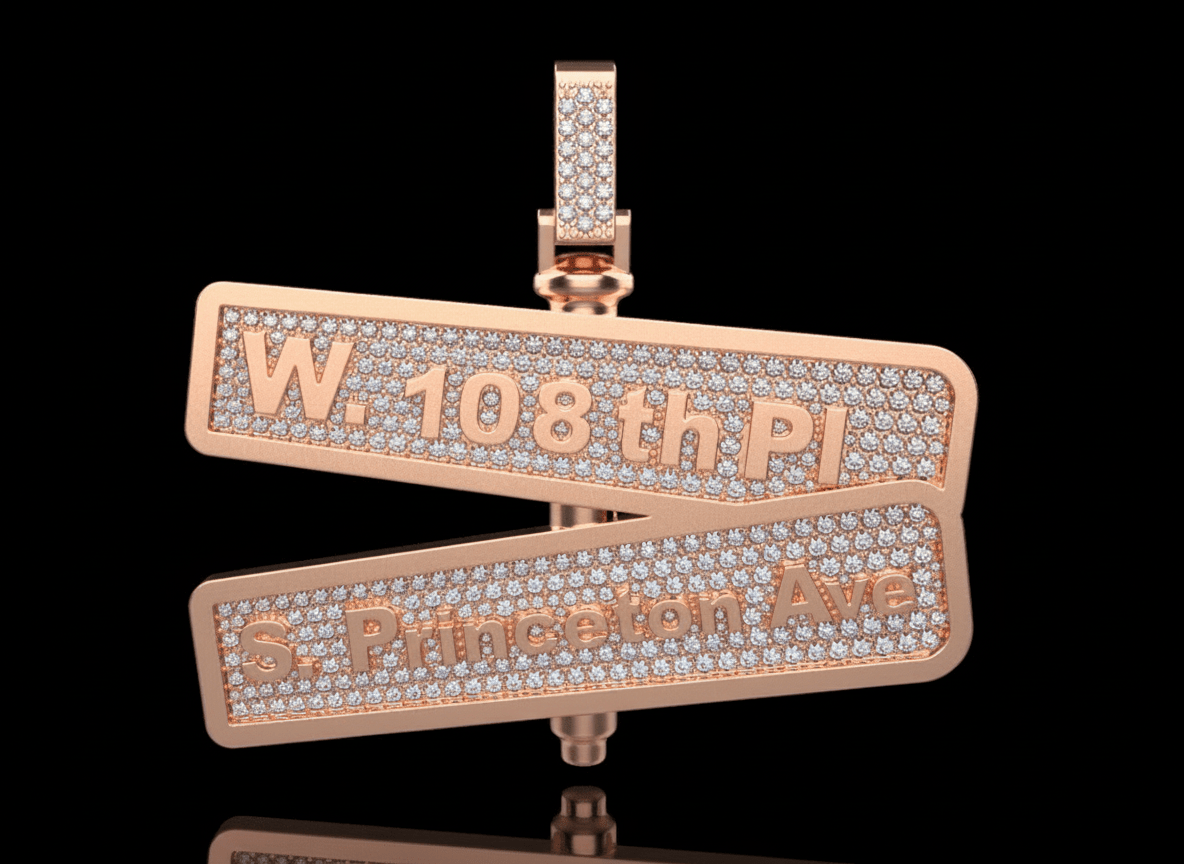 Custom Block Pendant – 3.6ct Moissanite | Solid Gold