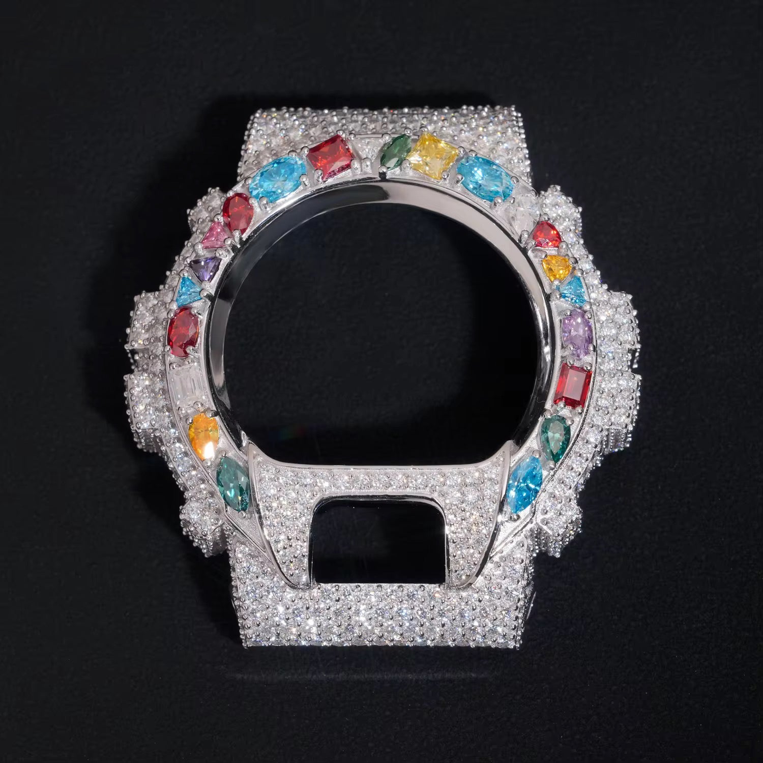 Custom G Shock DW6900 Moissanite Watches Case 14K Gold detail - The Real Jewelry Company