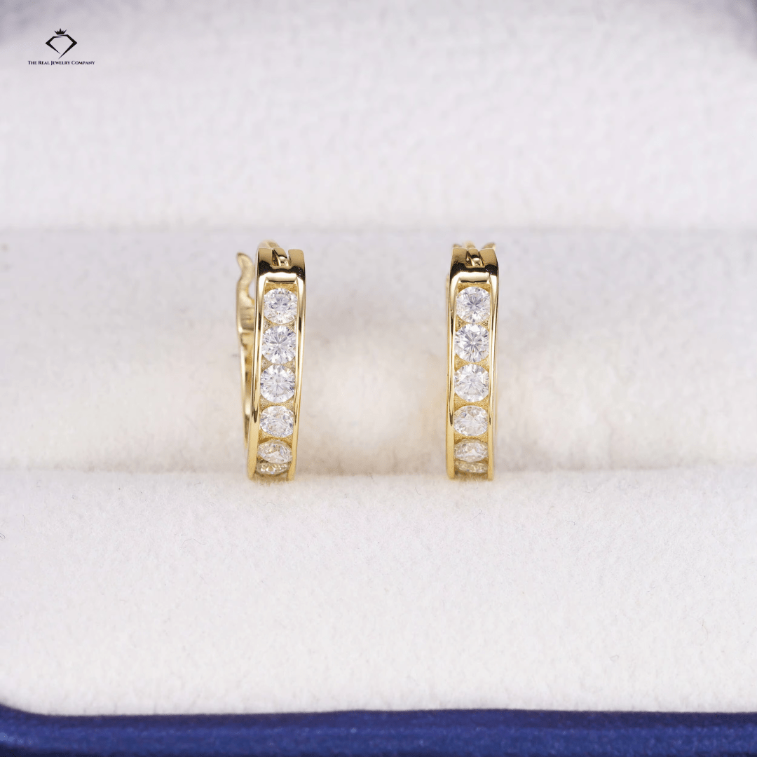 Diamond Ice Hoops – VVS Moissanite Sterling Silver Earrings
