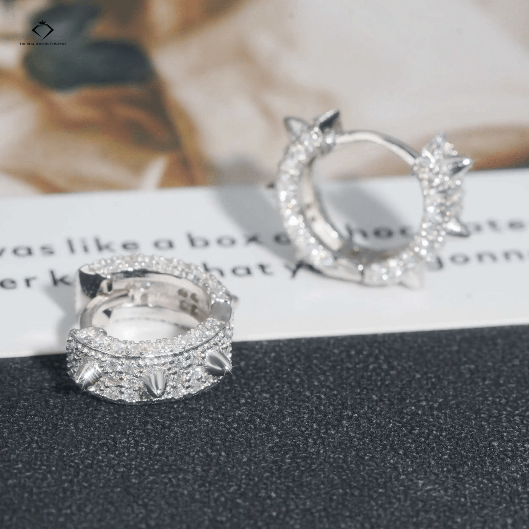 Diamond Ice Hoops – VVS Moissanite Sterling Silver Earrings