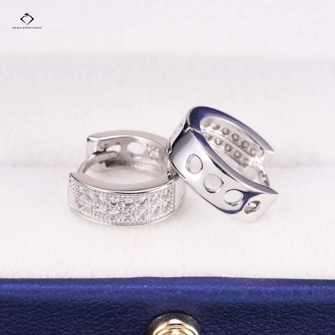 Diamond Ice Hoops – VVS Moissanite Sterling Silver Earrings