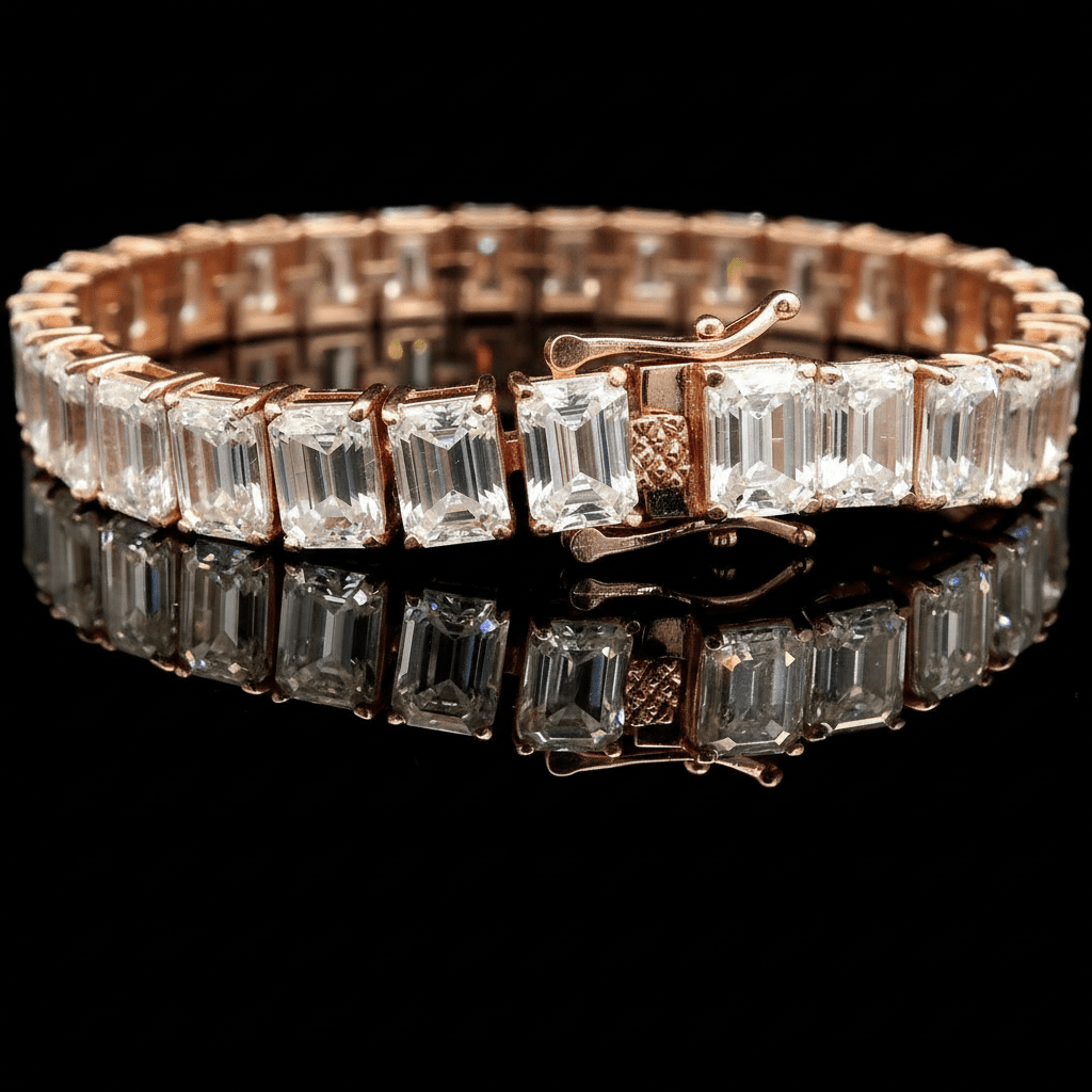 Emerald Cut Moissanite Tennis Bracelet – 0.5CT D - Color Stones