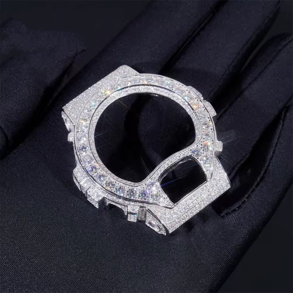 G Shock DW6900 Moissanite Watch Case 14K Gold on model - The Real Jewelry Company