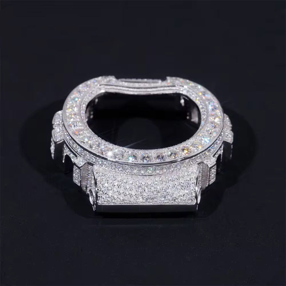 G Shock DW6900 Moissanite Watch Case 14K Gold detail - The Real Jewelry Company
