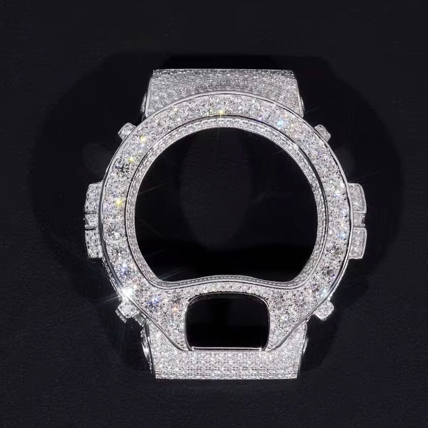 G Shock DW6900 Moissanite Watch Case 14K Gold - Moissanite Watch from The Real Jewelry Company