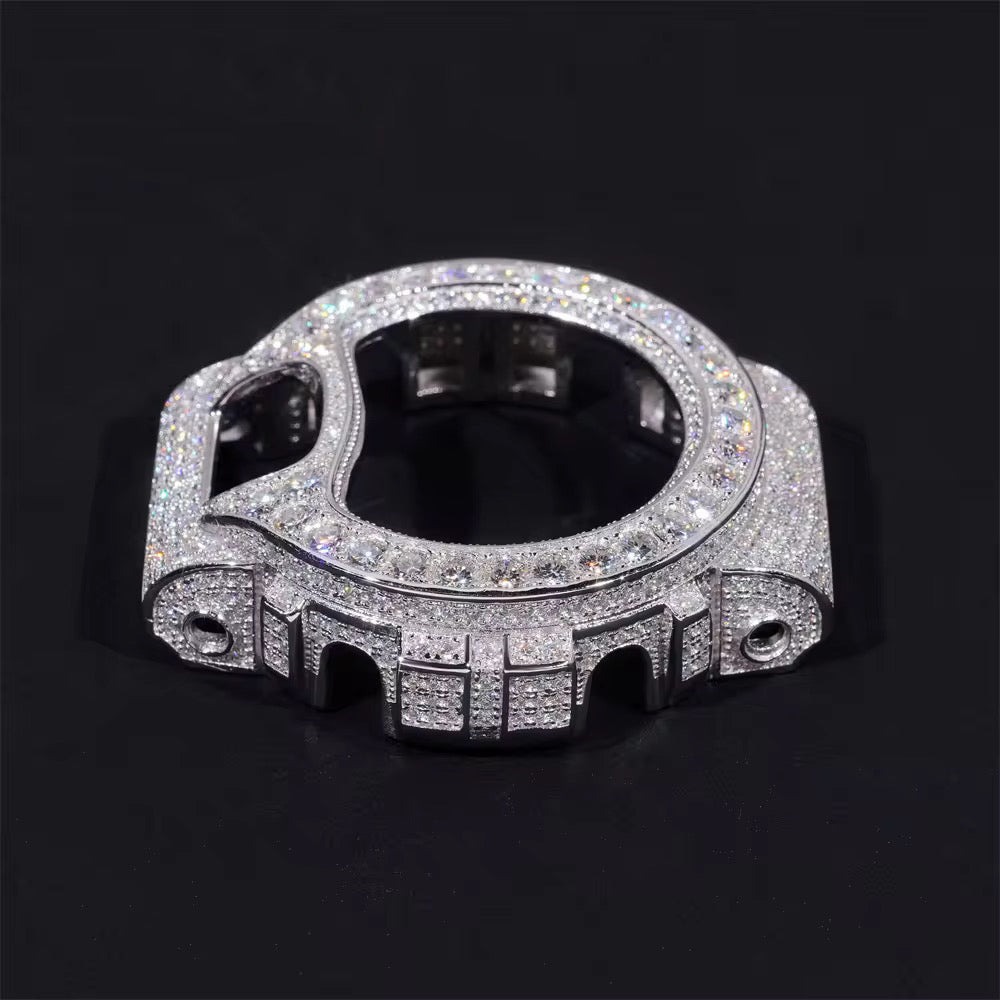 G Shock DW6900 Moissanite Watch Case 14K Gold side view - The Real Jewelry Company
