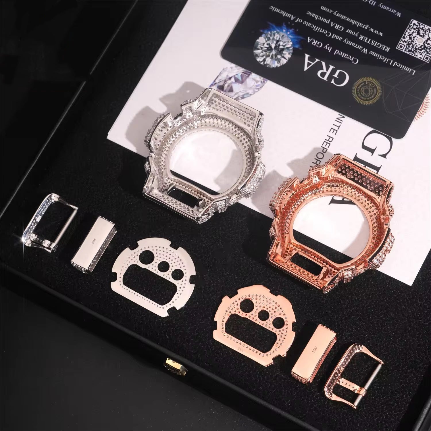 G Shock Sets Iced Out DW6900 Diamond Watches Case 14K Gold detail - The Real Jewelry Company