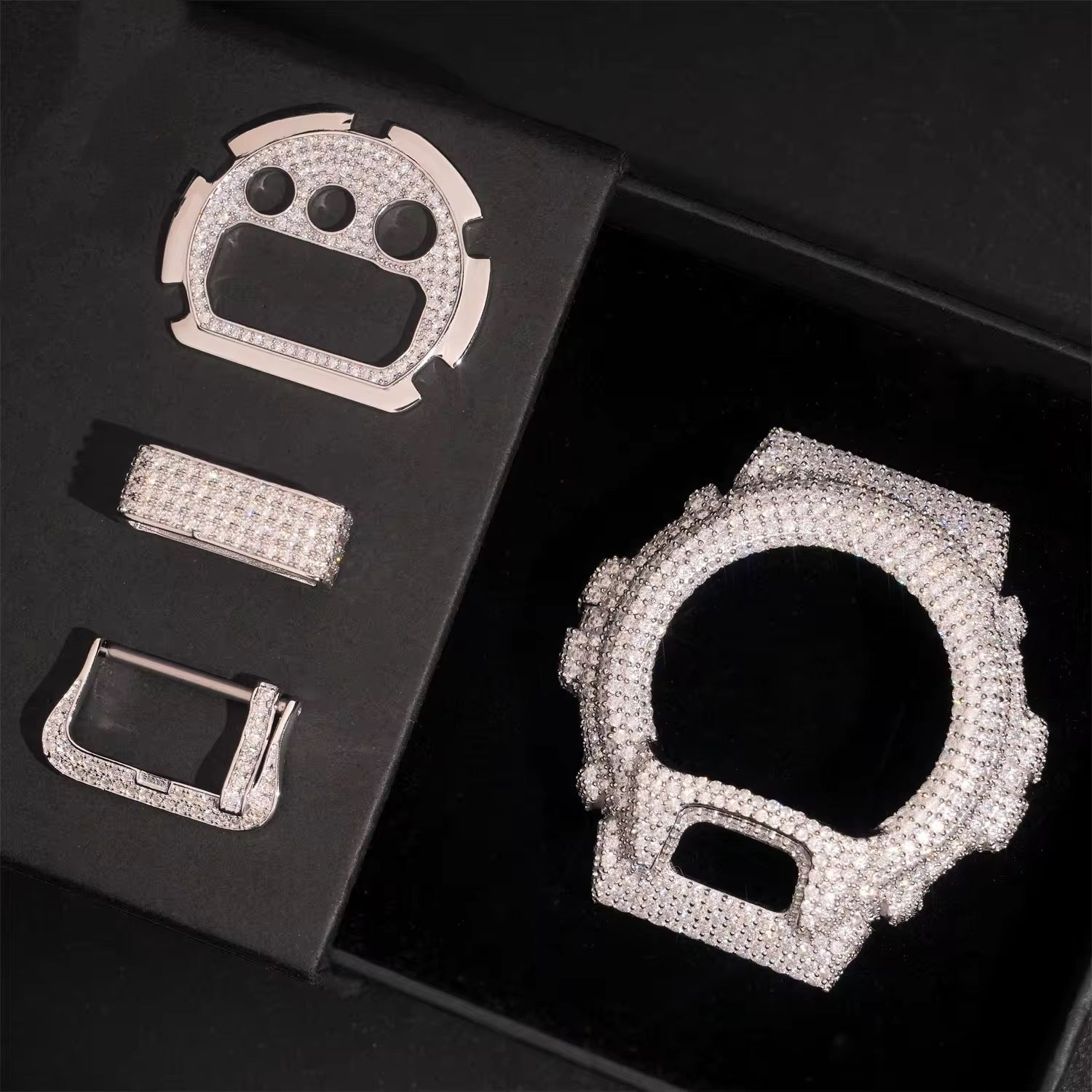 G Shock Sets Iced Out DW6900 Diamond Watches Case 14K Gold - Moissanite Watch from The Real Jewelry Company