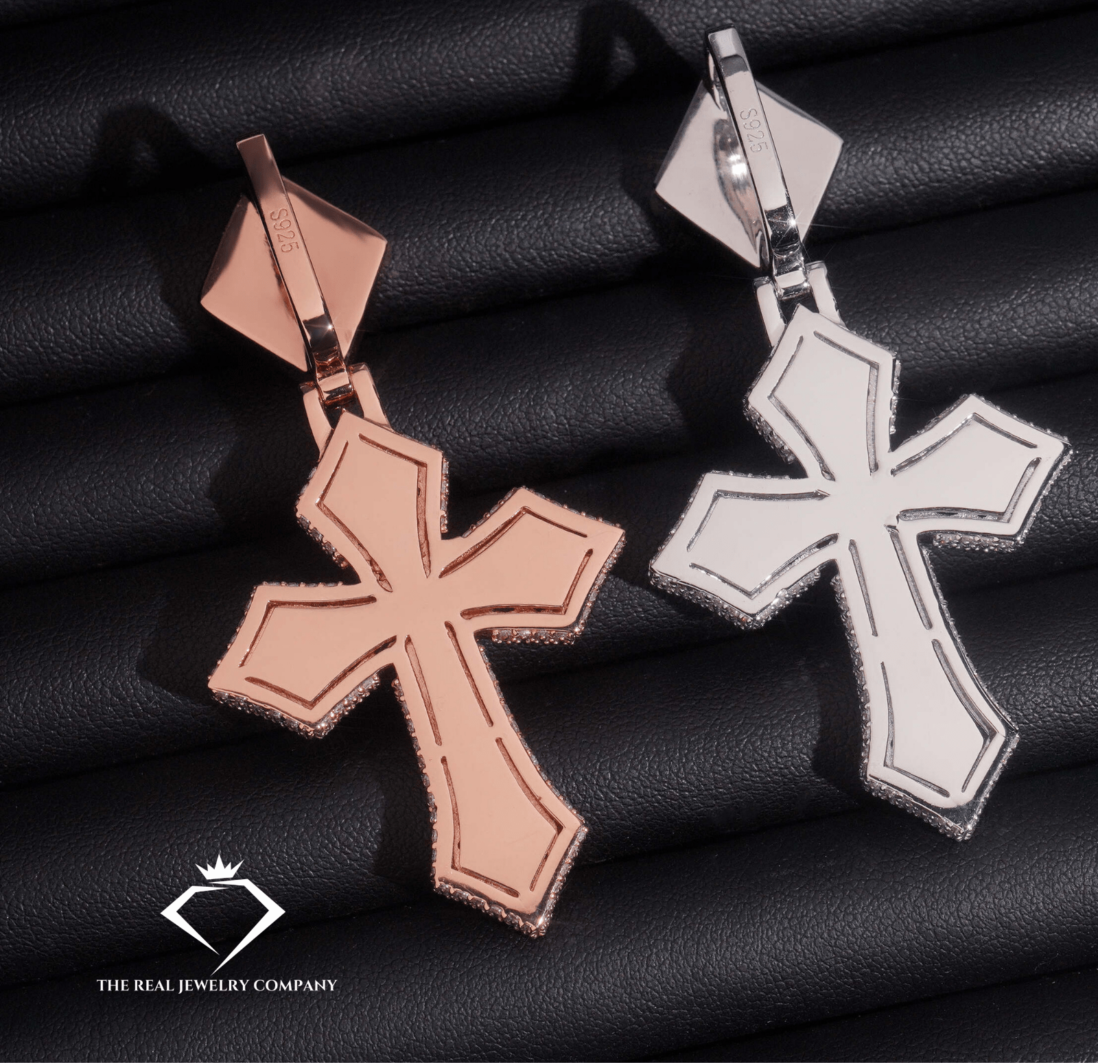 Heavenly Ice – Multicolor Moissanite & Sapphire Cross Pendant (STOCK)