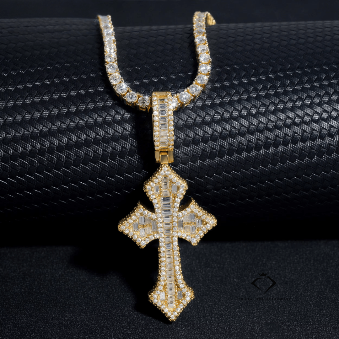 Iced Out Baugette Cross Pendant | VVS Moissanite