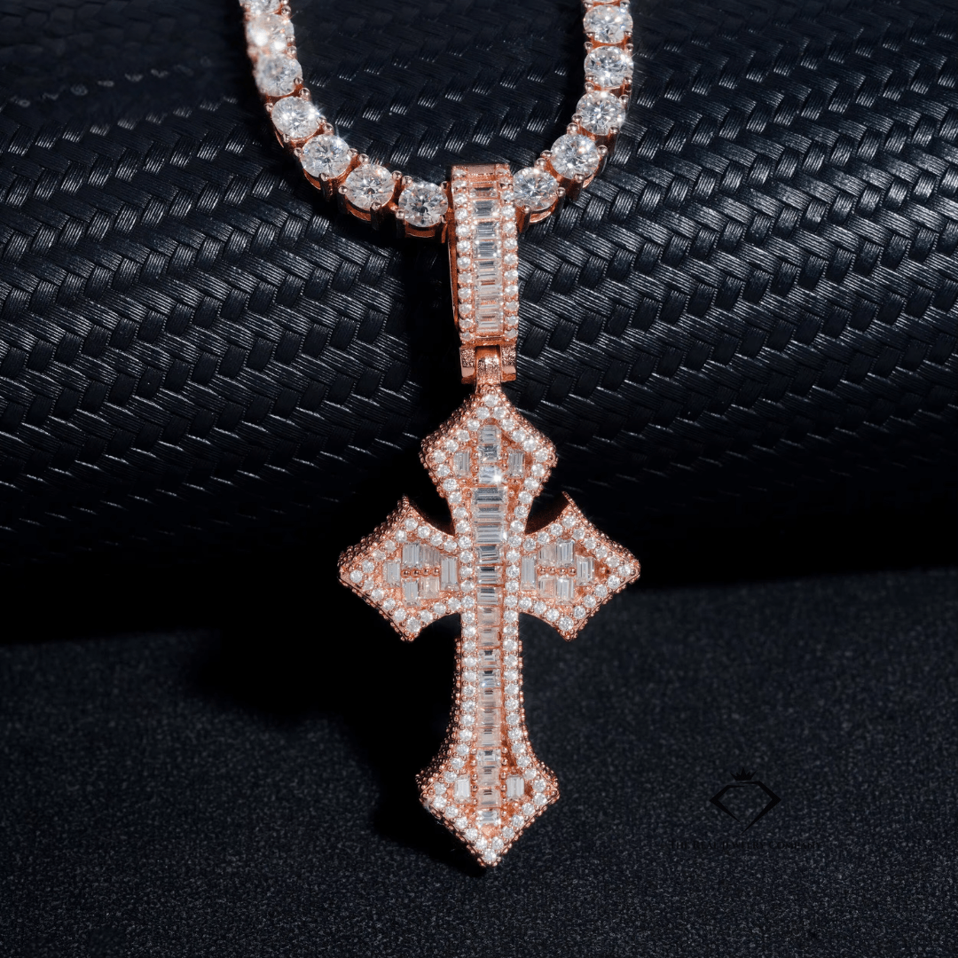 Iced Out Baugette Cross Pendant | VVS Moissanite