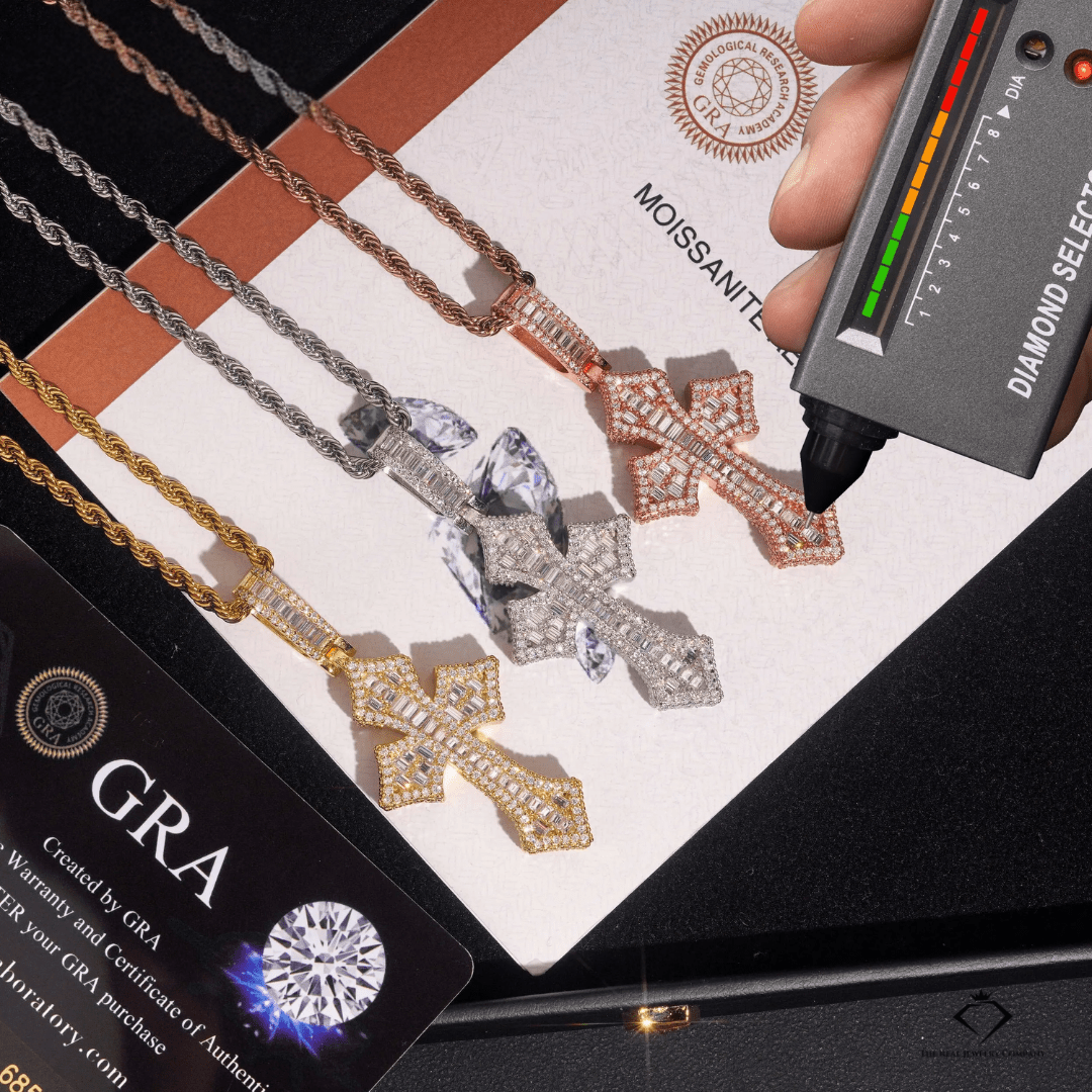 Iced Out Baugette Cross Pendant | VVS Moissanite