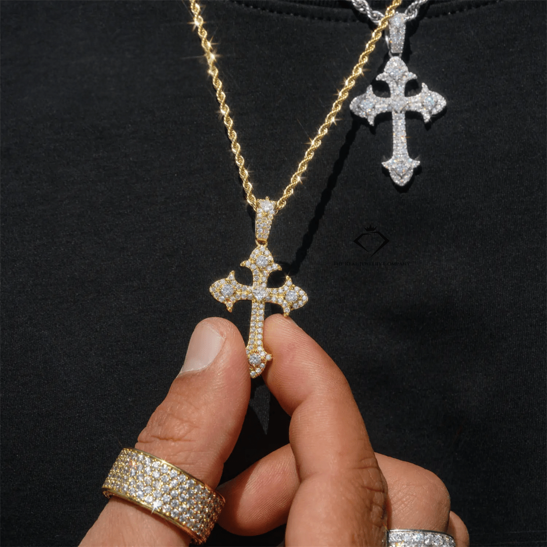 Iced VVS Moissanite Cross Pendant