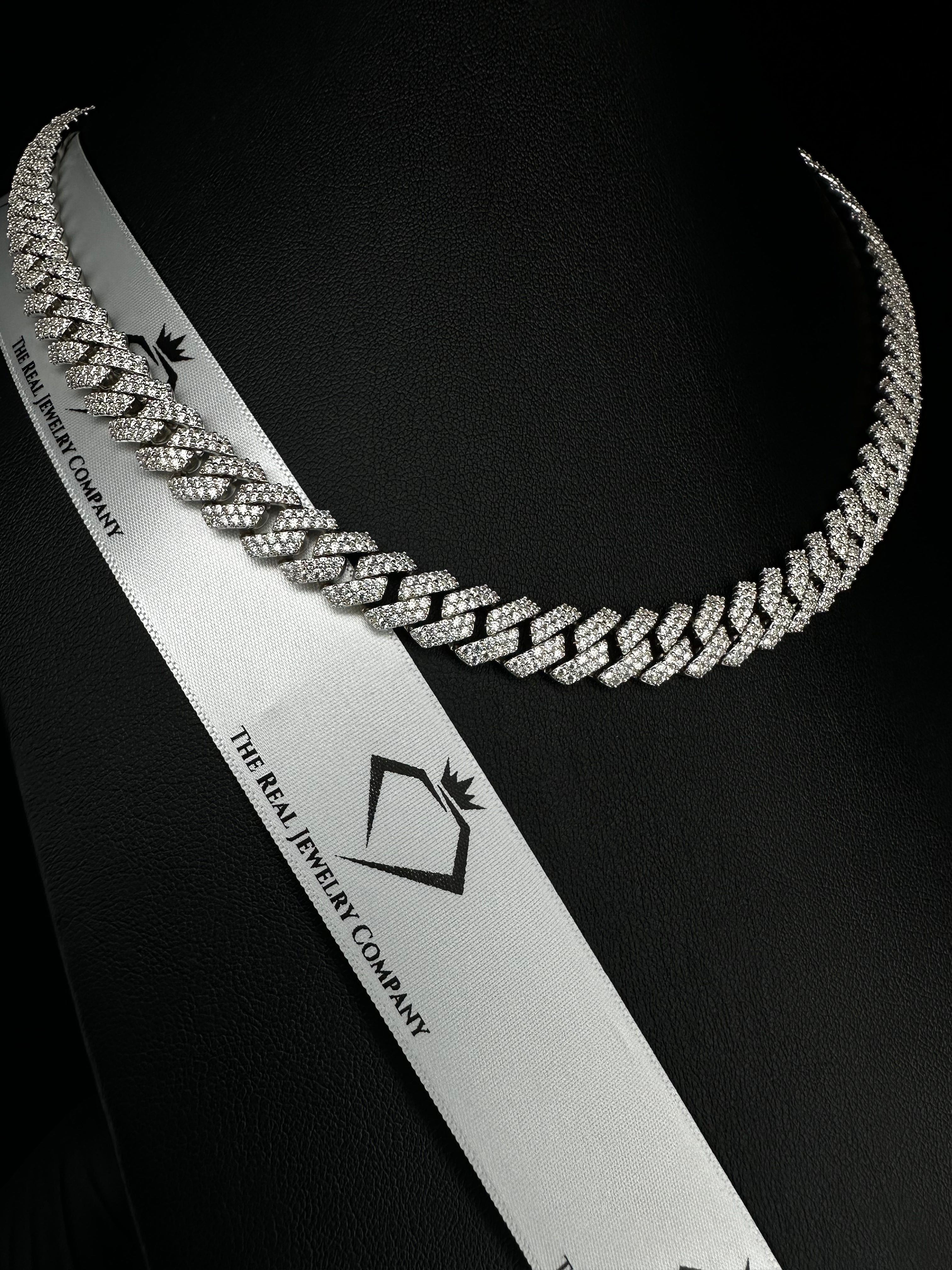 10k Solid Gold 10mm Moissanite Prong Cuban Link Chain The Real Jewelry Company