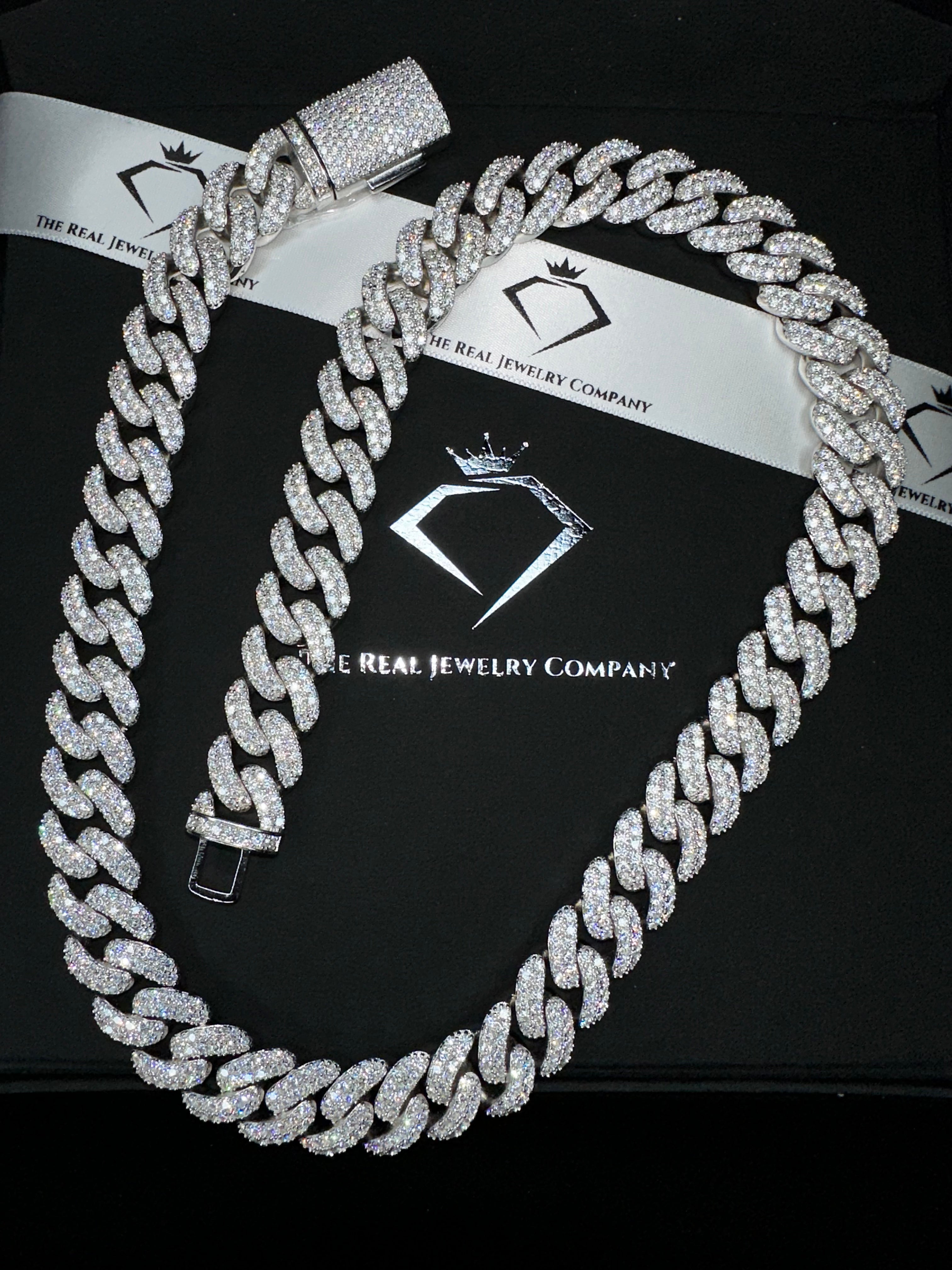 15MM Moissanite Miami Cuban Link Chain The Real Jewelry Company