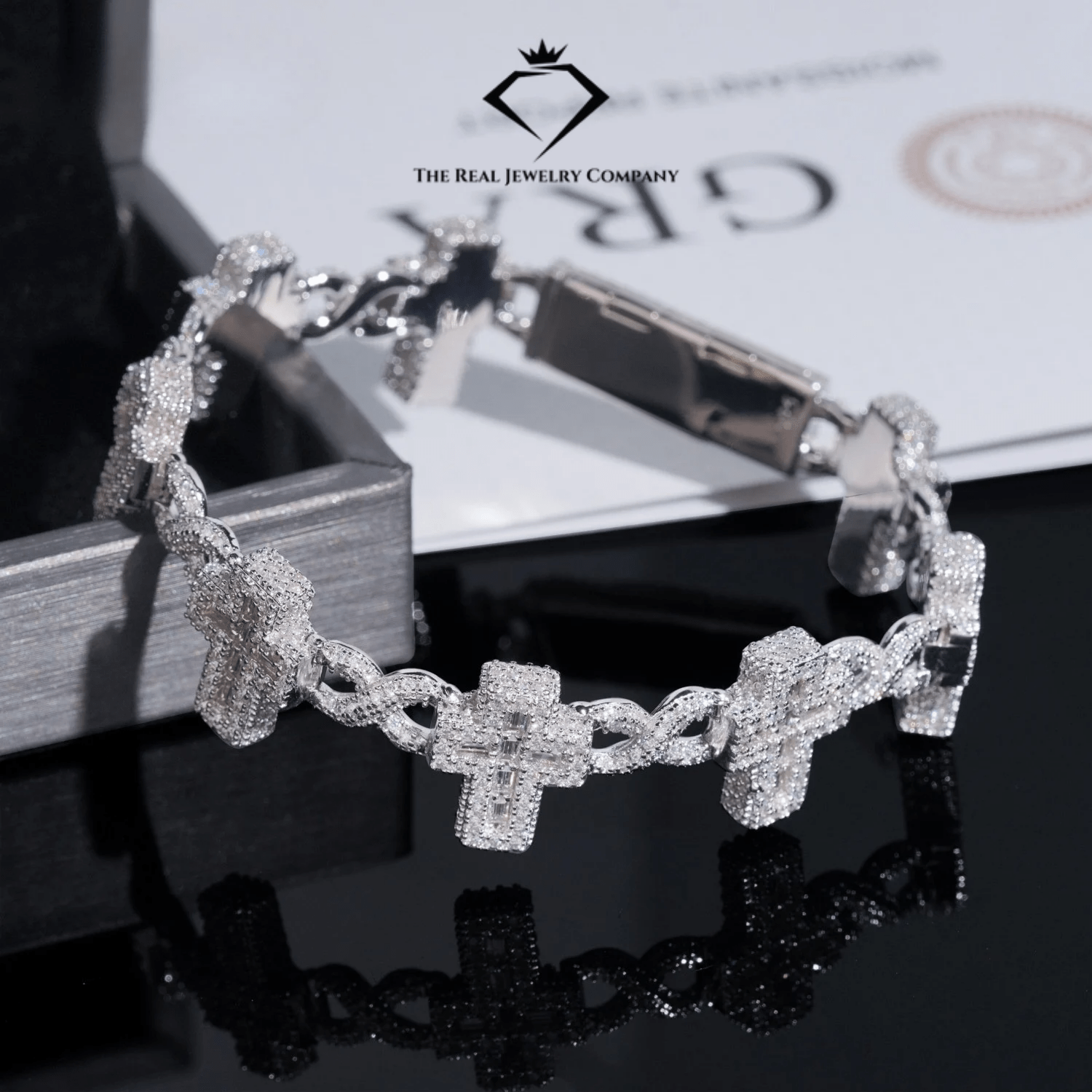 Infinity Baguette Cross Bracelet