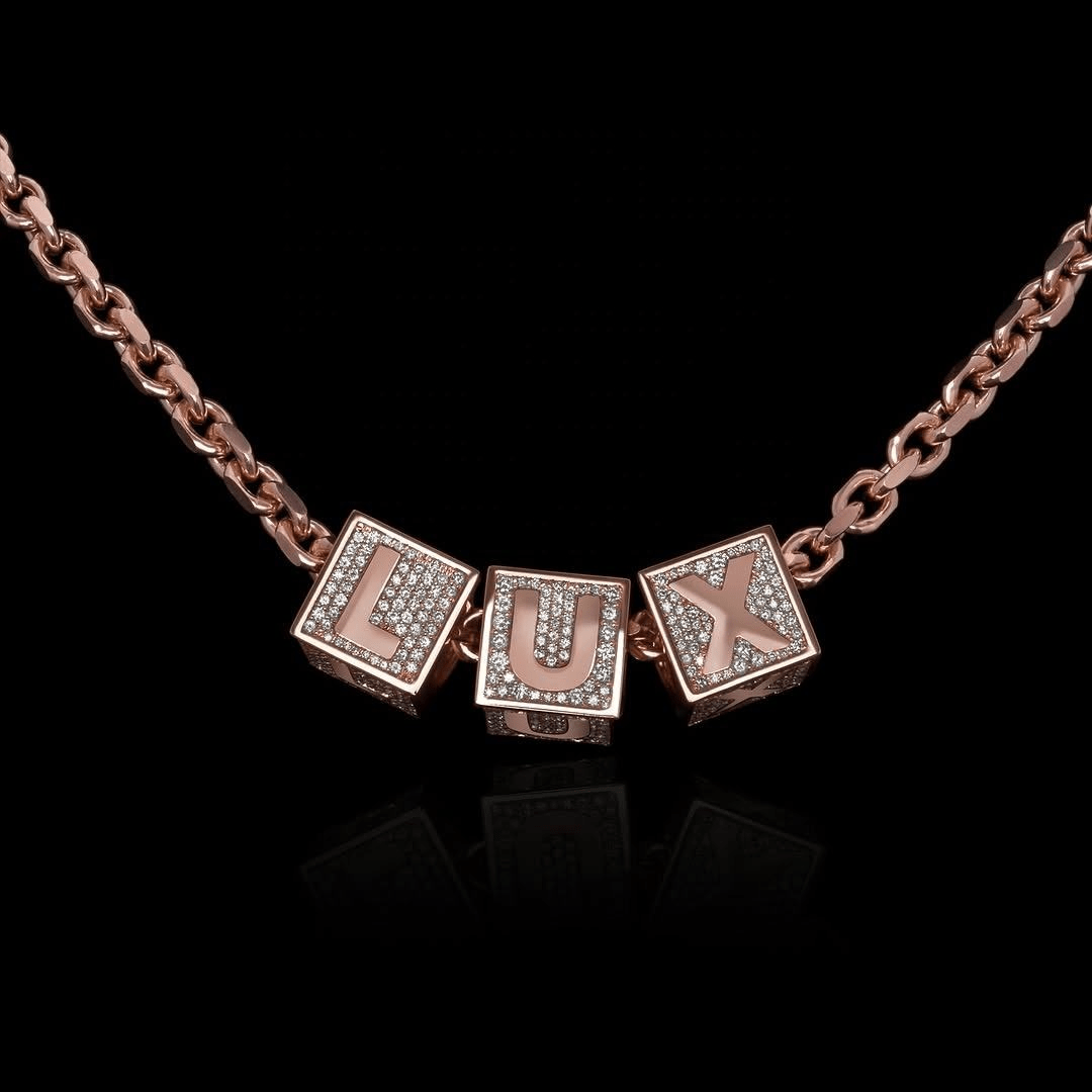 Lab Diamond Dice Pendant Chain – 925 Sterling Silver O - Link Necklace