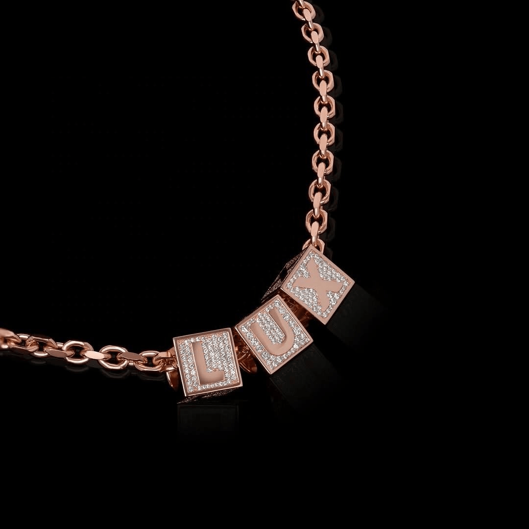 Lab Diamond Dice Pendant Chain – 925 Sterling Silver O - Link Necklace